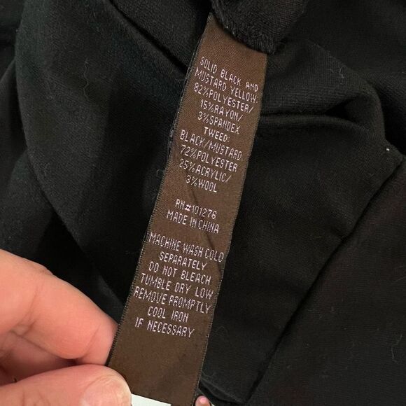 Trulli Anthropologie Women's Color Block Tweed Black/Mustard Sheath Dress Size 8 - Picture 10 of 12